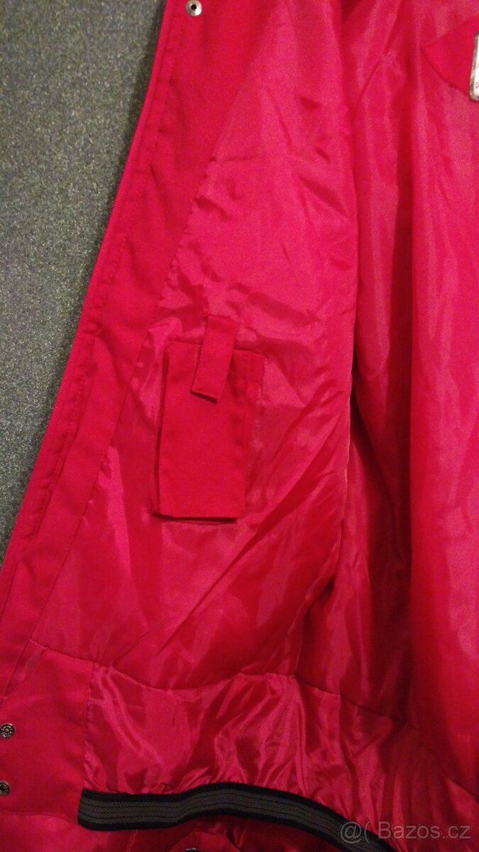 Zimní červeno šedivá bunda nebo kabát - 7