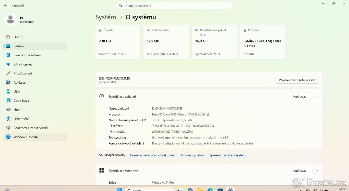 Dell Latitude 5450 — i5 Ultra-135h / 16GB DDR5 / 256GB - 7