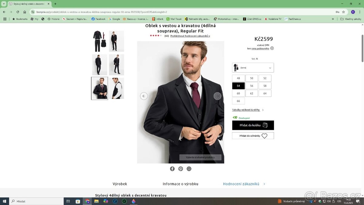 Pánský oblek černý 4dílný NOVÝ vel.54 - 7