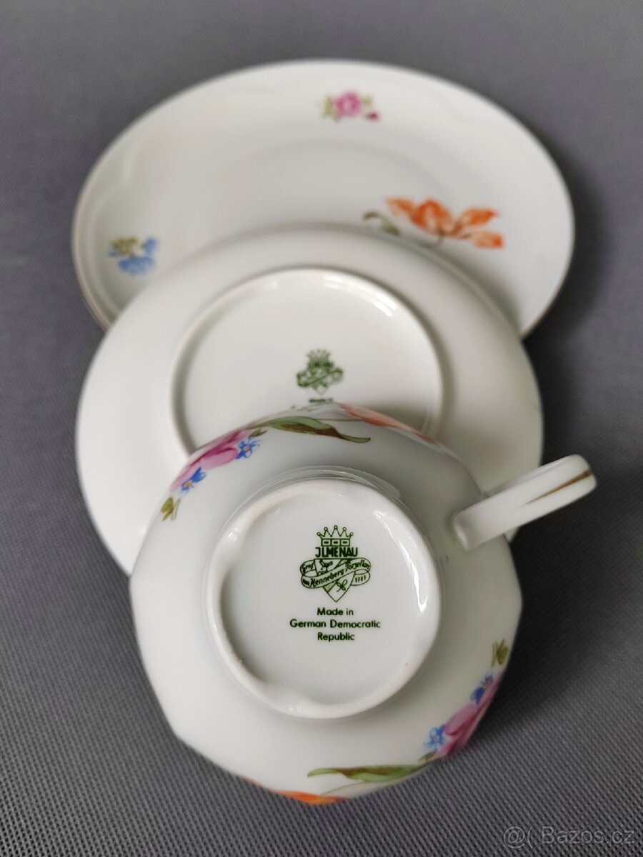 Krásné porcelánové trio Jlmenau Graf von Henneberg - 7