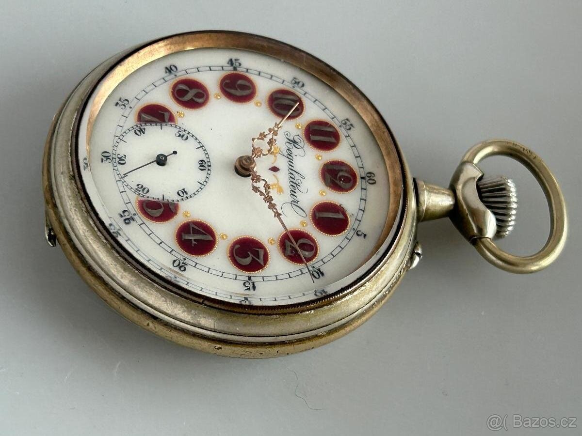 Vellké 66 mm, 202 g těžké kapesni hodinky s LOKOMOTIVOU - 7