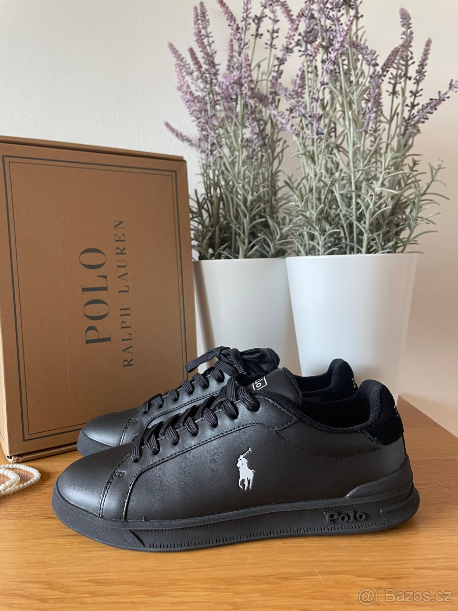 Černé kožené unisex tenisky Polo Ralph Lauren 40 - 7