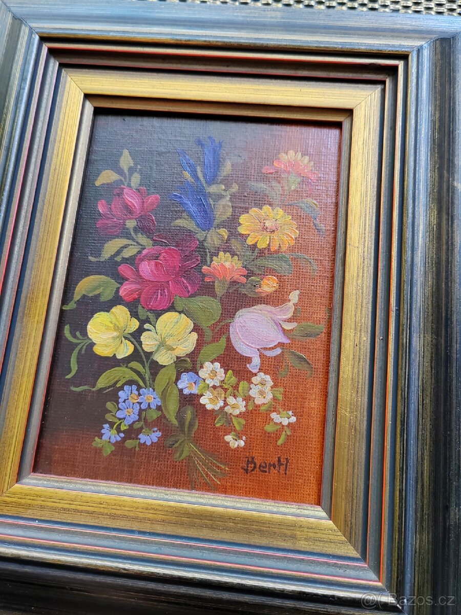 Originální olejová malba "Zátiší s polními květinami" - 7