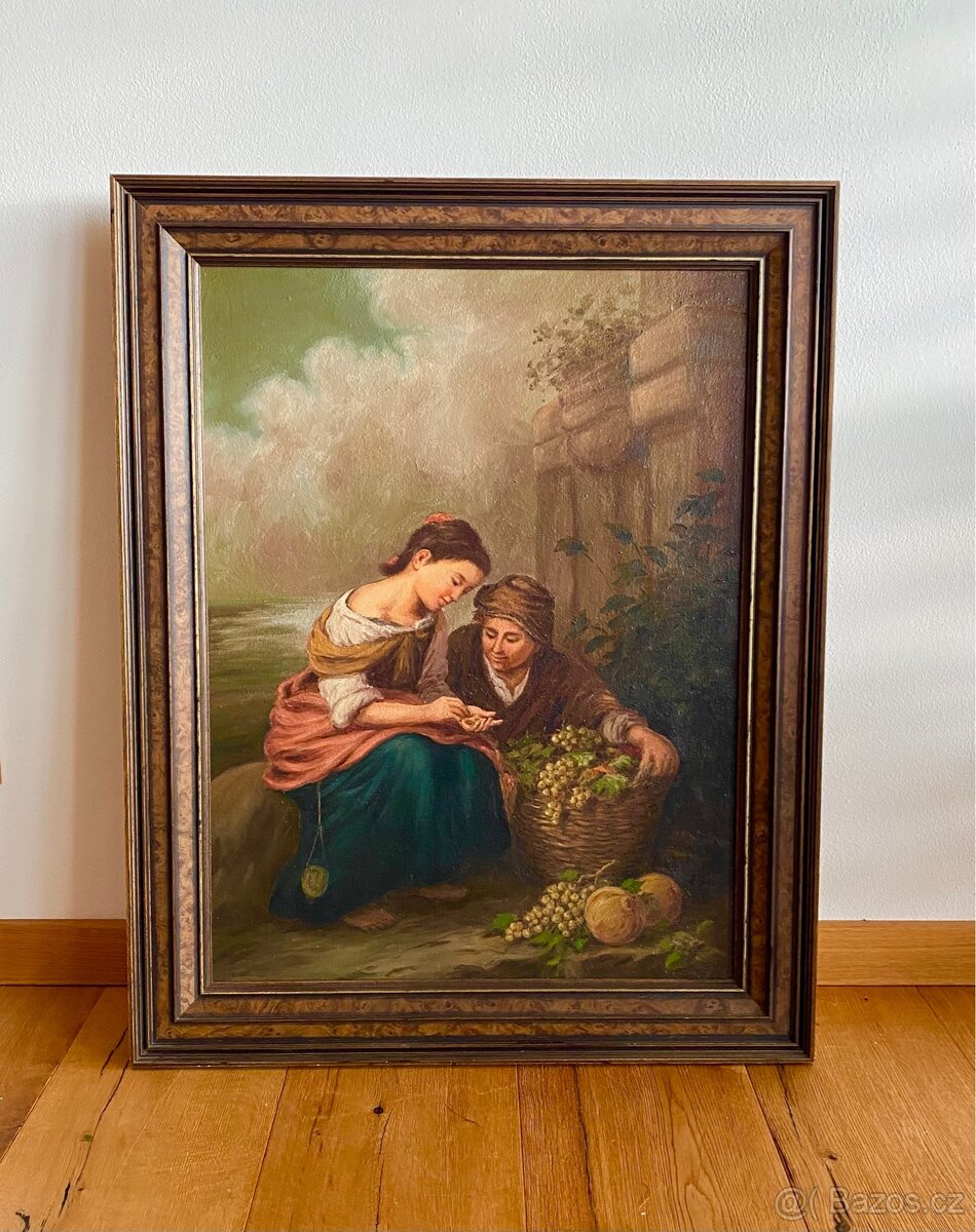 Starý krásný obraz, olejomalba - 7