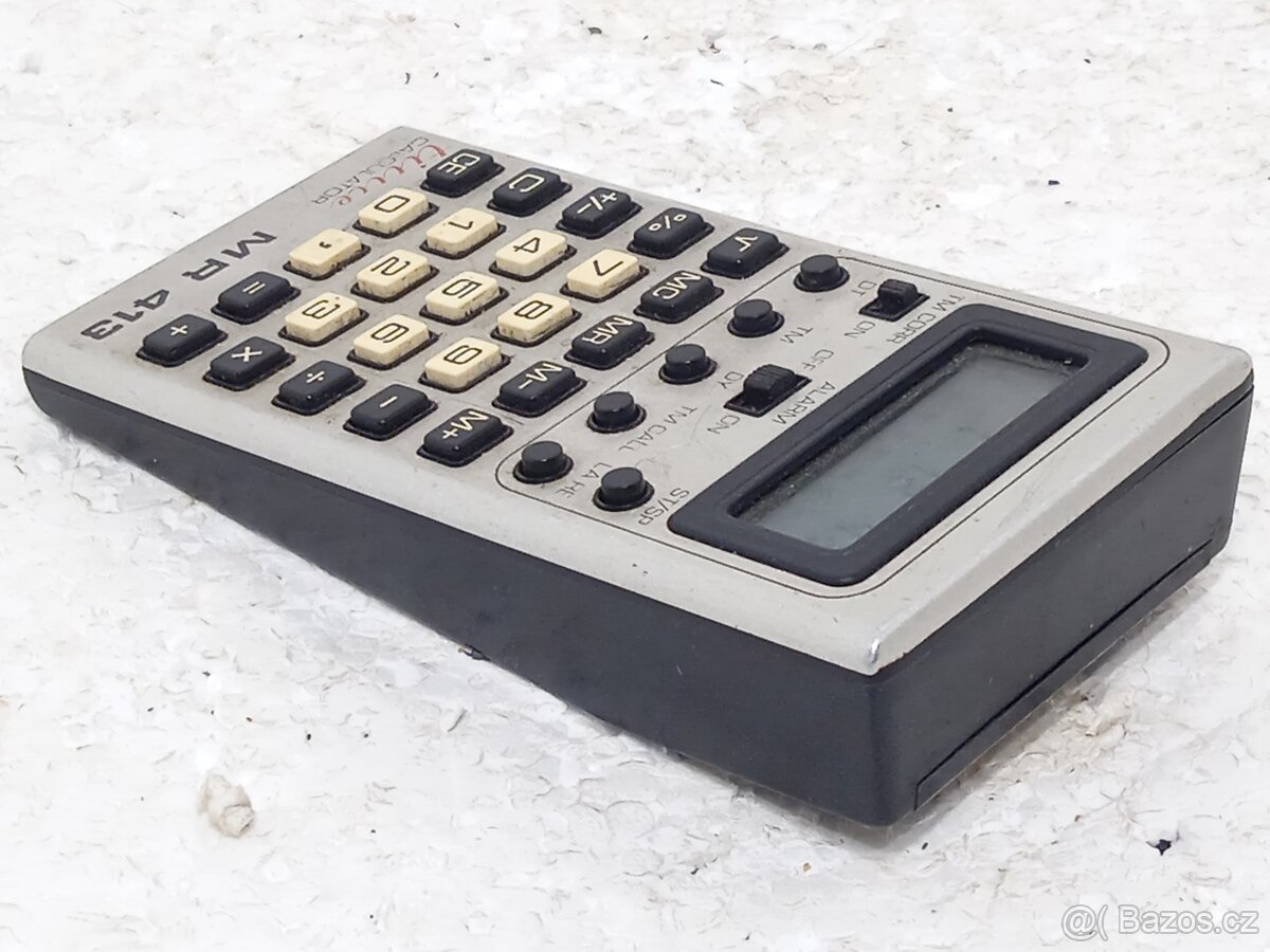 Tesla MR 413 - retro kalkulačka s budíkem stopkama datumem - 7