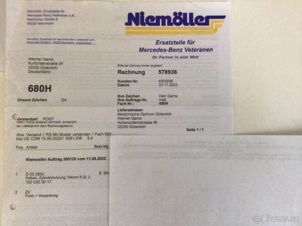 Mercedes W 109 300 SEL 6.3, W100, org.Mahle, 8 pístů 100 030 - 7