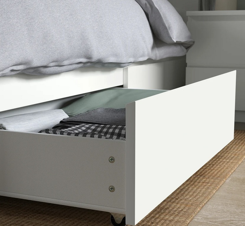 IKEA MALM postel s roštem,pružinová matrace, 2x zásuvka - 7