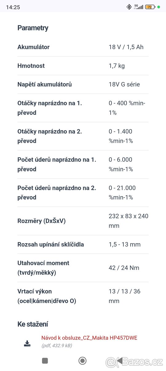 Aku příklepová vrtačka Makita - 7