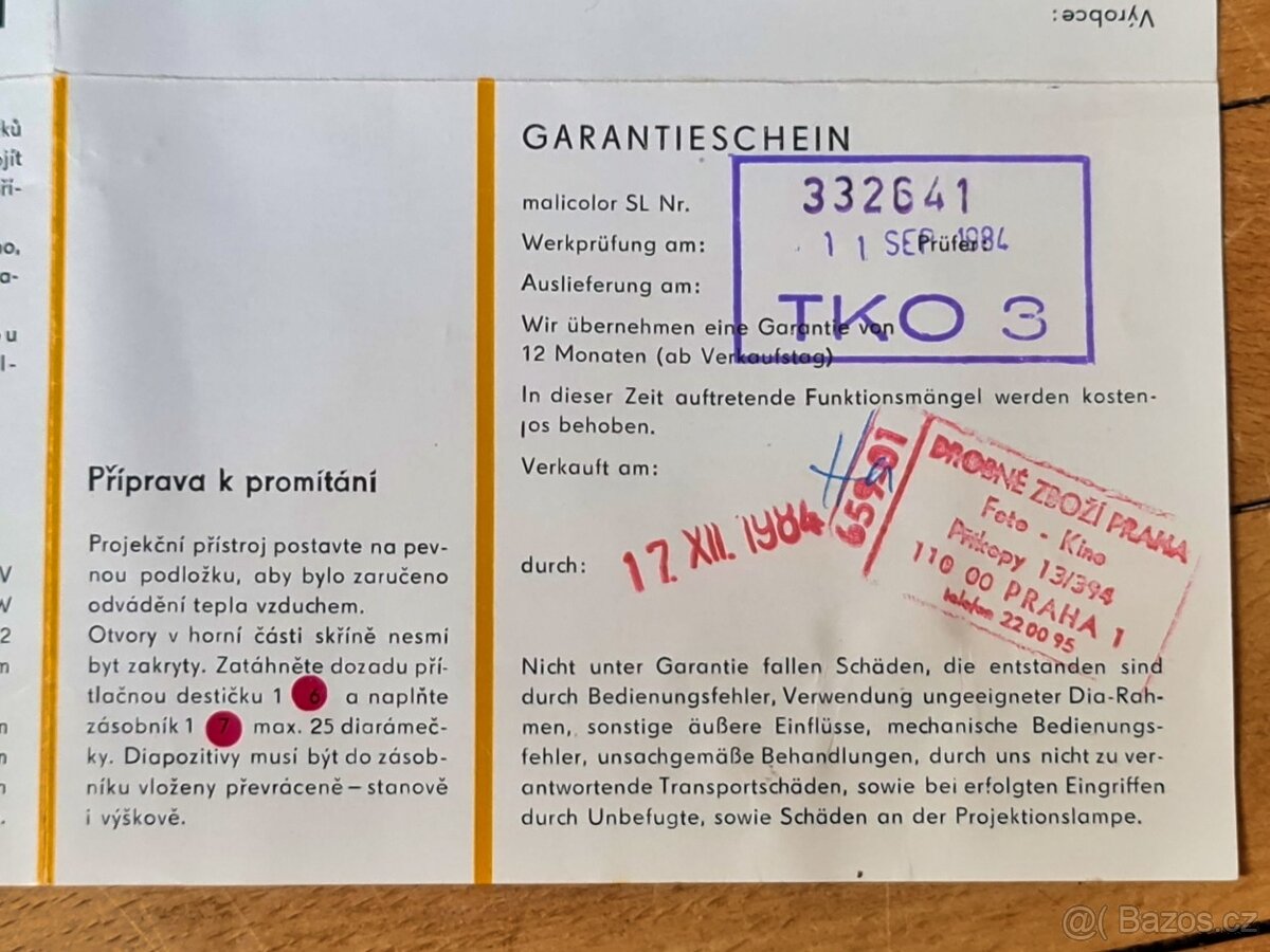 Diaprojektor Malicolor SL, pův. zár. list, rámečky - 7