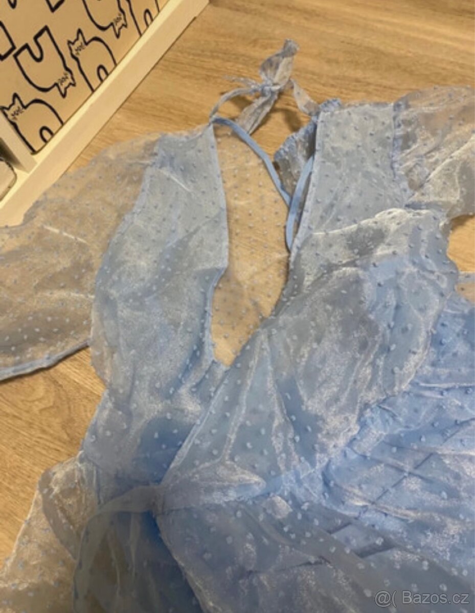 Zavinovací modré šaty - 7