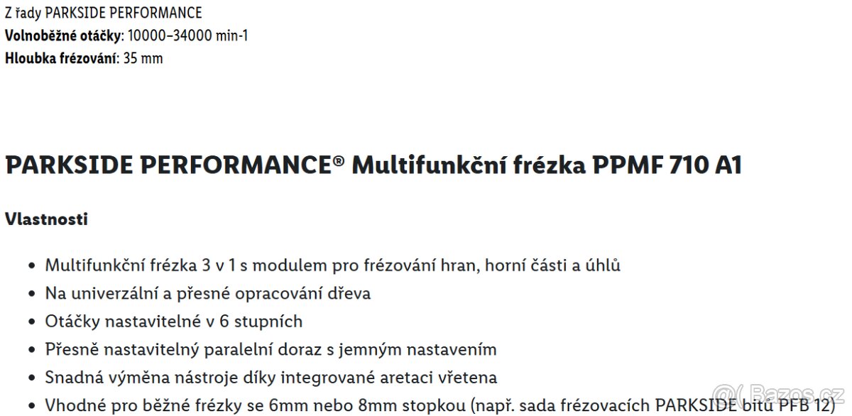 Frézka Parkside Performance elektrická i aku. Nová - 7