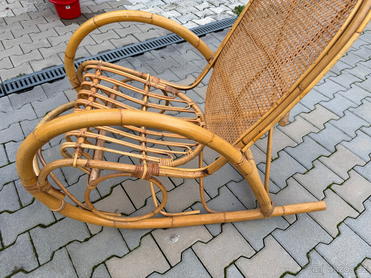 Luxusní, retro, přírodní ratanové houpací křeslo - 7
