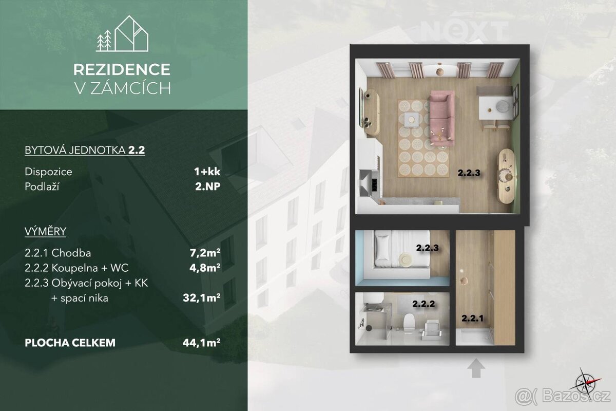 Prodej byt 1+kk, 44㎡ - 7