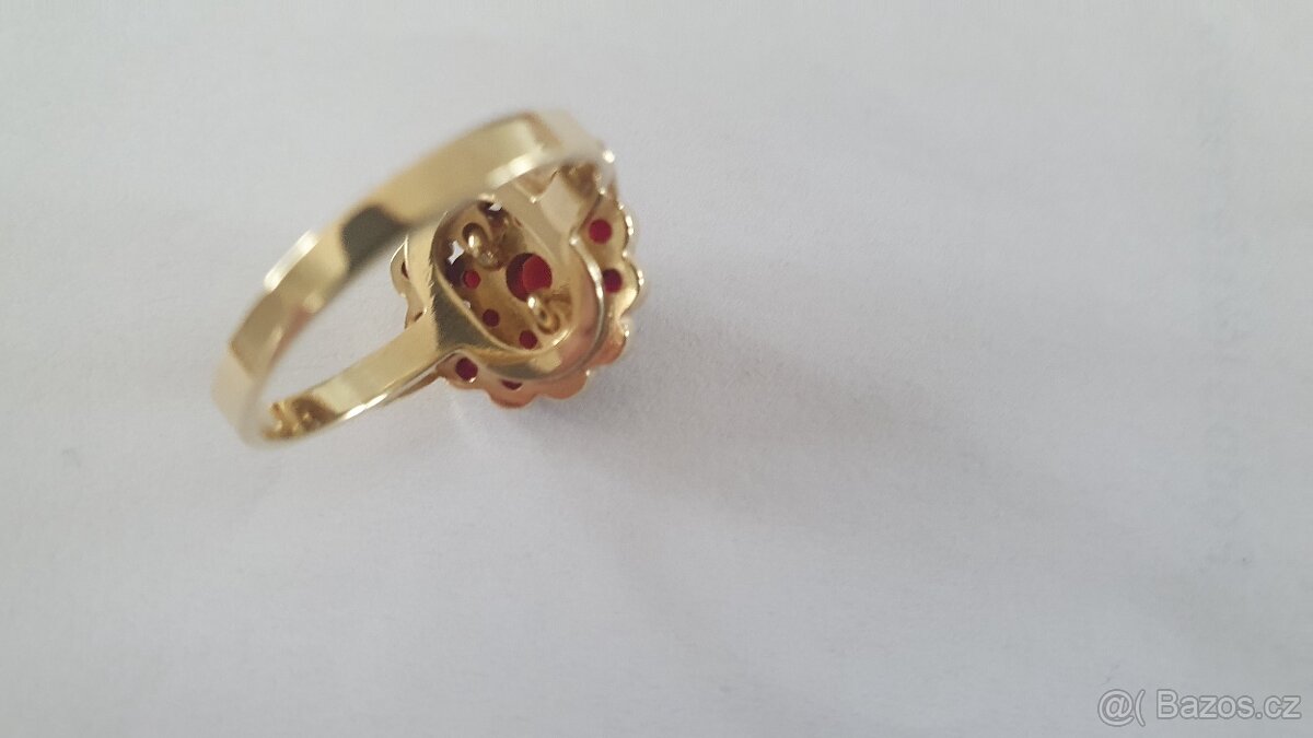 Starožitný náhrdelník a prsten český granát - 7