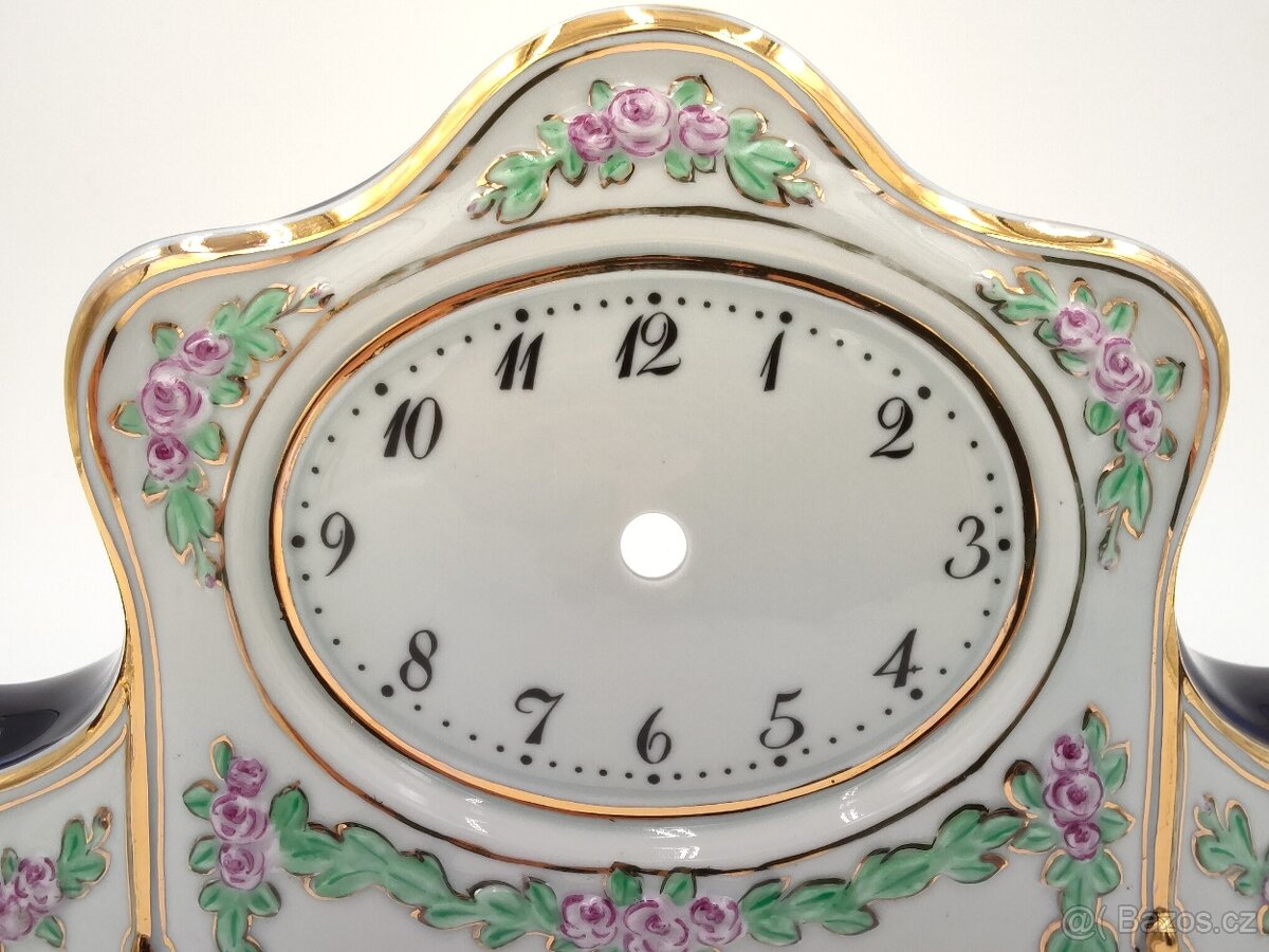 Krásné staré luxusní porcelánové torzo hodin Royal Dux - 7