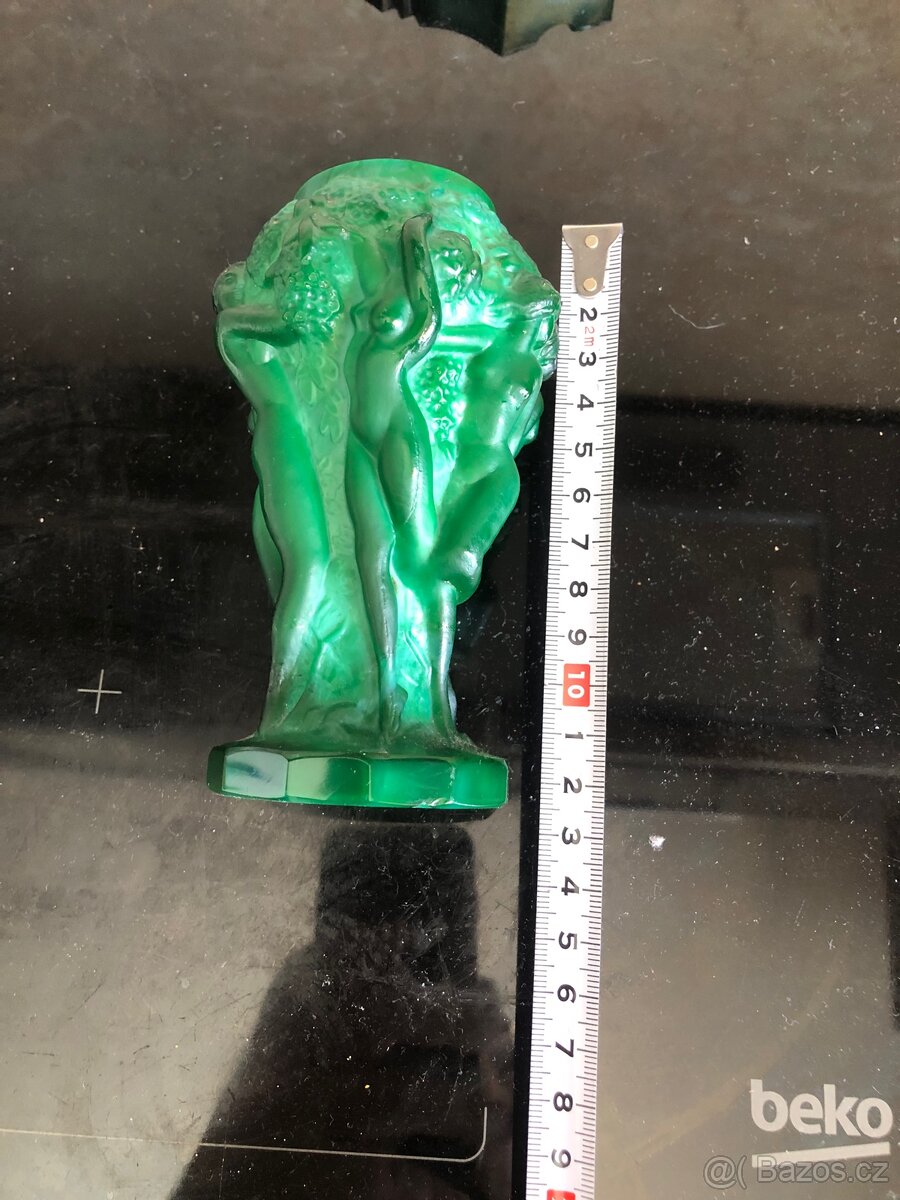 Váza a popelník malachitové sklo. - 7