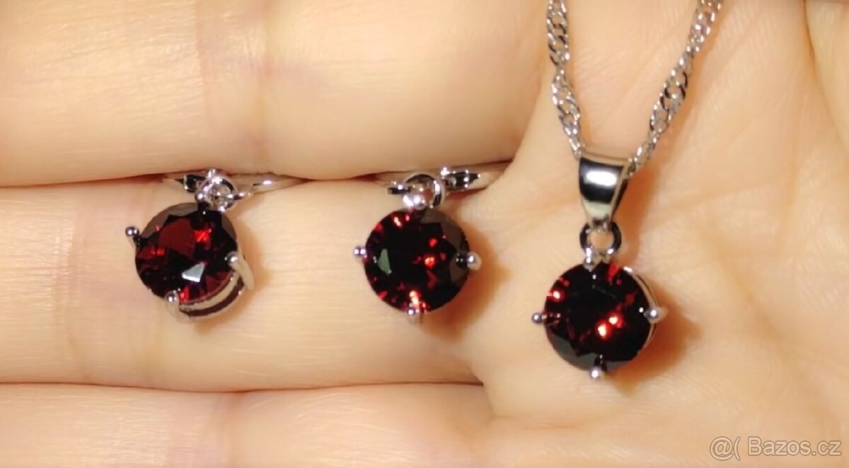 Nová dámská stříbrná sada souprava šperků si kamínky 925 - 7