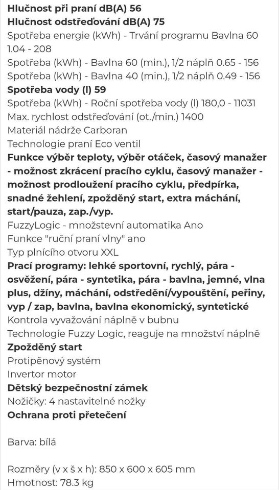 Elektrolux A+++, 8kg, 1400ot. Parní programy Nové ložiska - 7