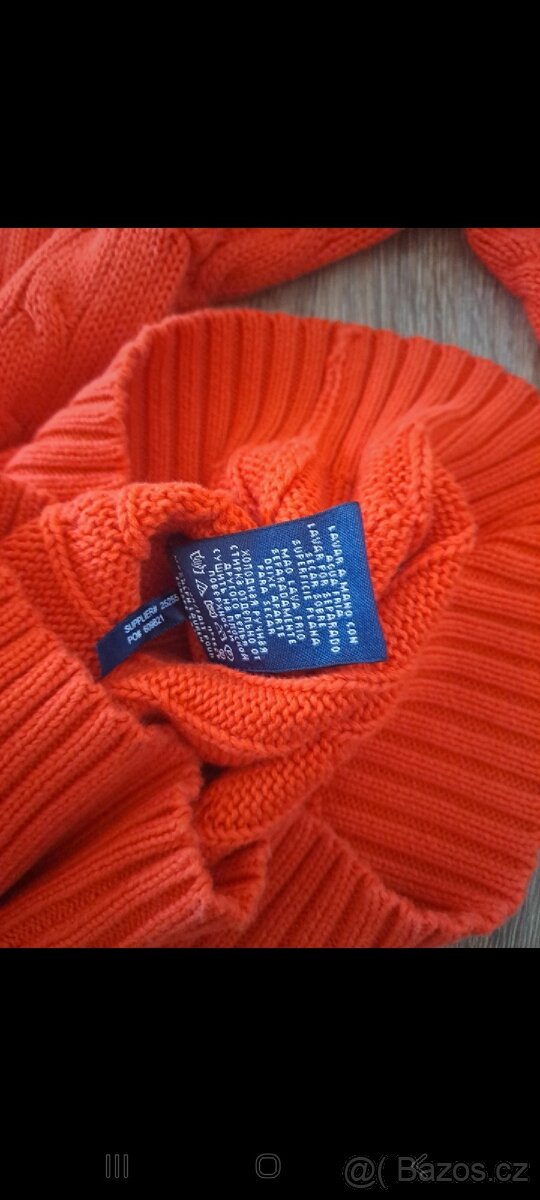 Oranžový pletený svetr značky Ralph Lauren - 7
