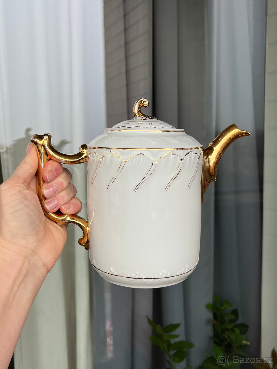 Starožitná porcelánová konvice 1.4l, Haas&Czjzek - 7