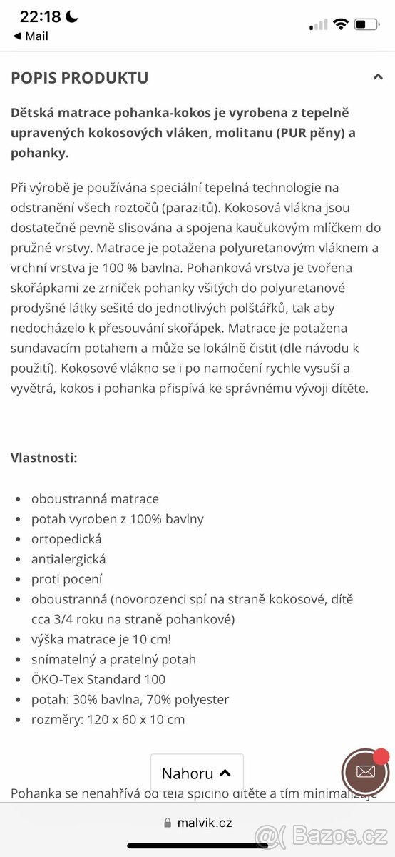 Dřevěná postýlka s matrací - 7