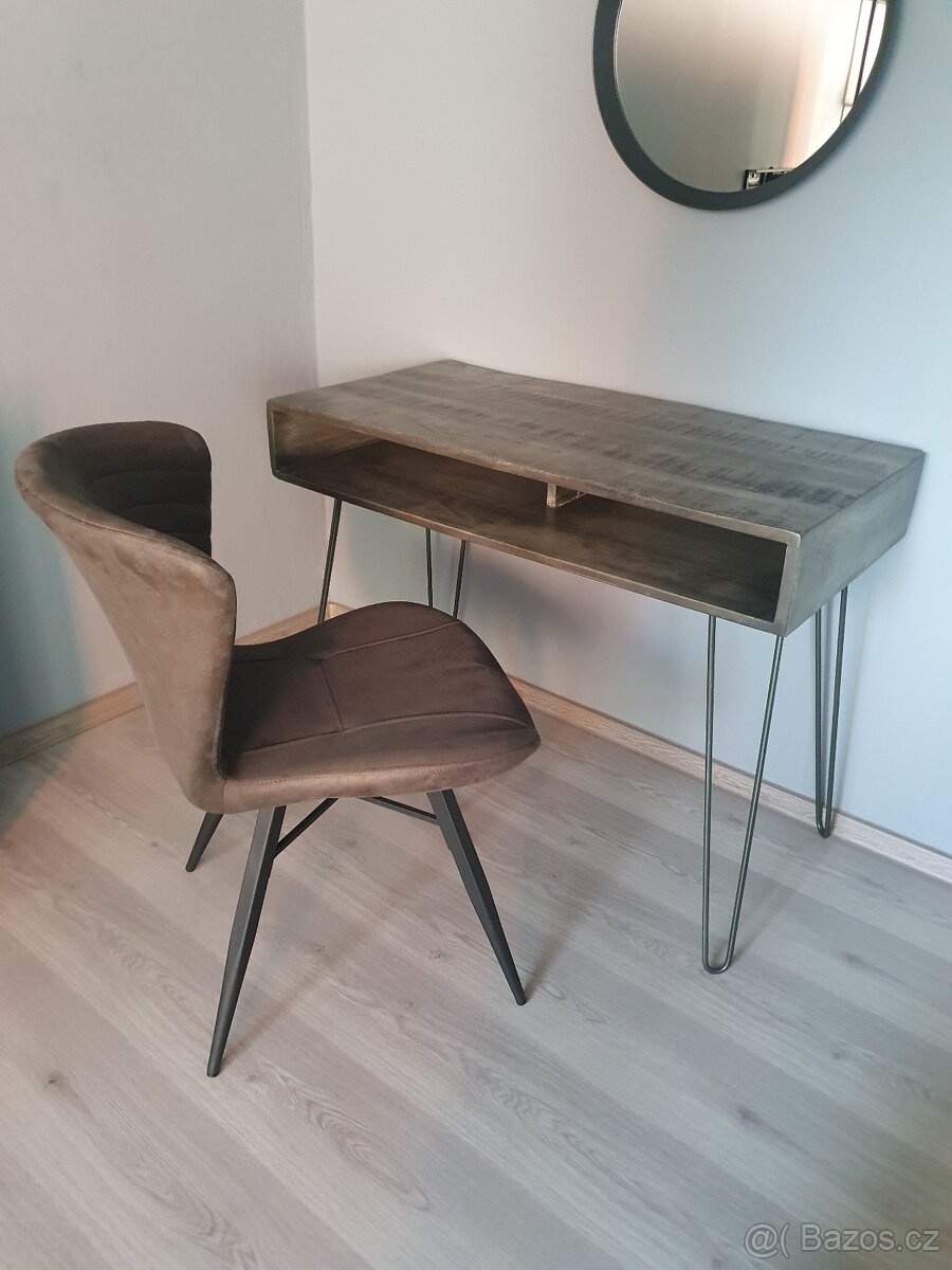 Masivní mangový stůl + polstrovaná židle - 7