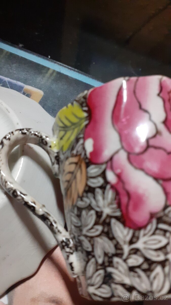 Glazovaný hrníček s podšálkem Zn. KING R-Spode Inpi, England - 7