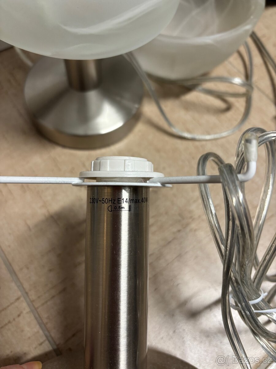 2x malá stolní lampička, nerez a sklo - 7