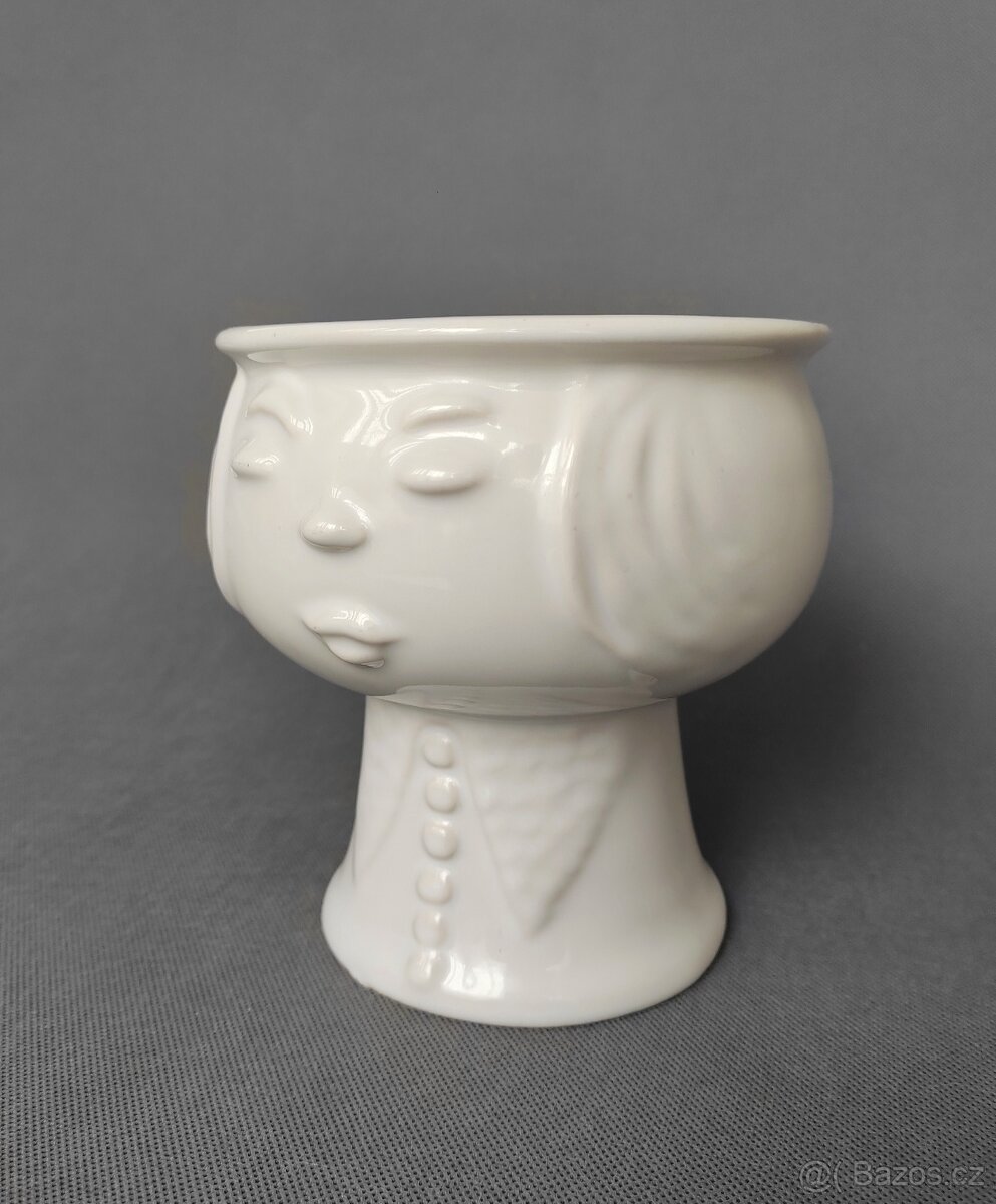 Nádherná keramická váza nebo květináč ve tvaru hlavy - 7