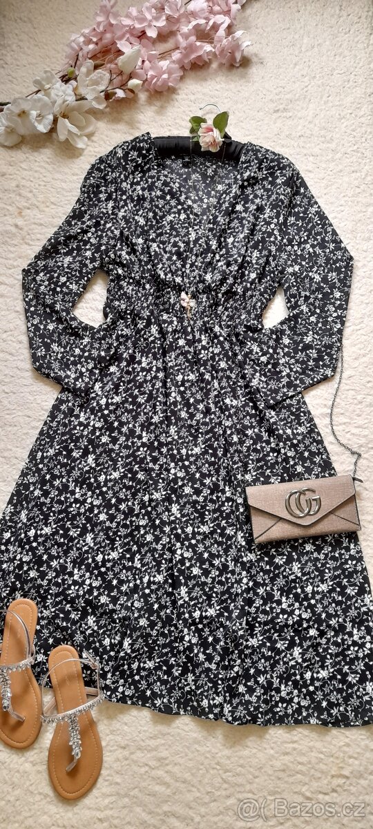 Shein květinové midi šaty s dlouhými rukávy - 7