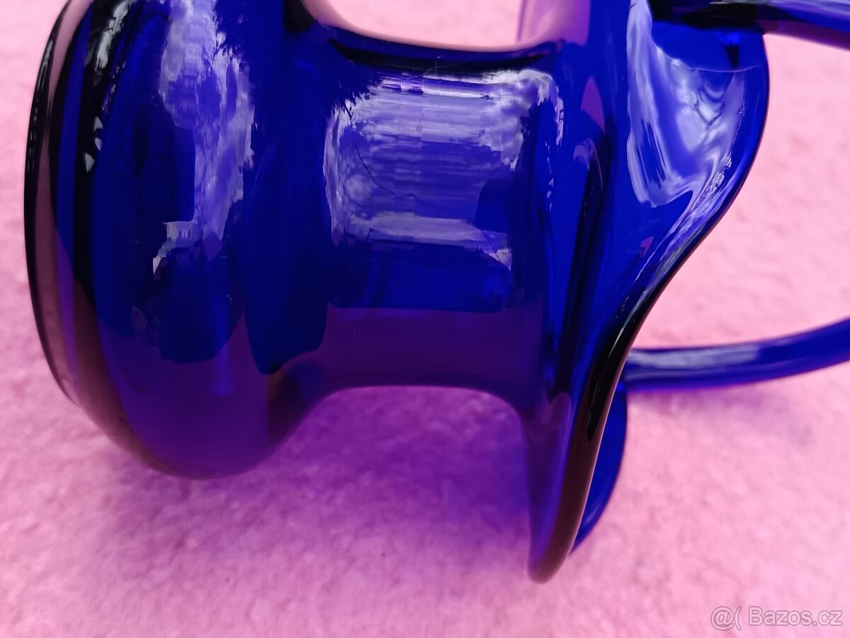 Skleněný modrý košík - 7
