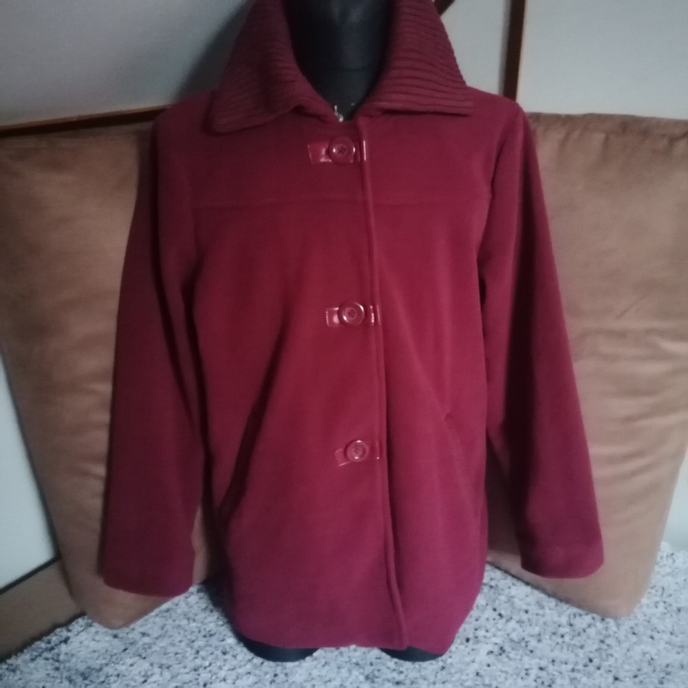 Vínový teplý kabátek vel.44-46 - 7