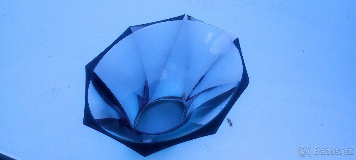 váza Moser - výška 13,5cm, signace Moser, sklo Alexandrit - 7