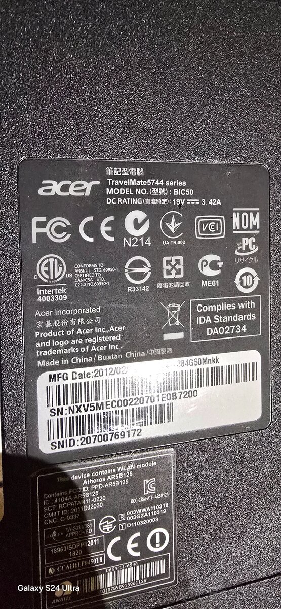 Notebook Acer - 7