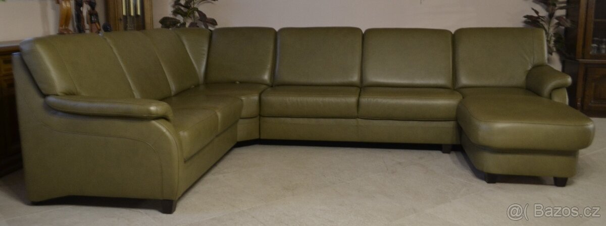 Kožená, rohová sedací souprava do tvaru "U". - 7