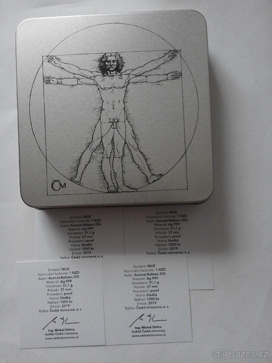 Sada 4 stříbrných mincí Vynálezy Leonarda da Vinci - 7