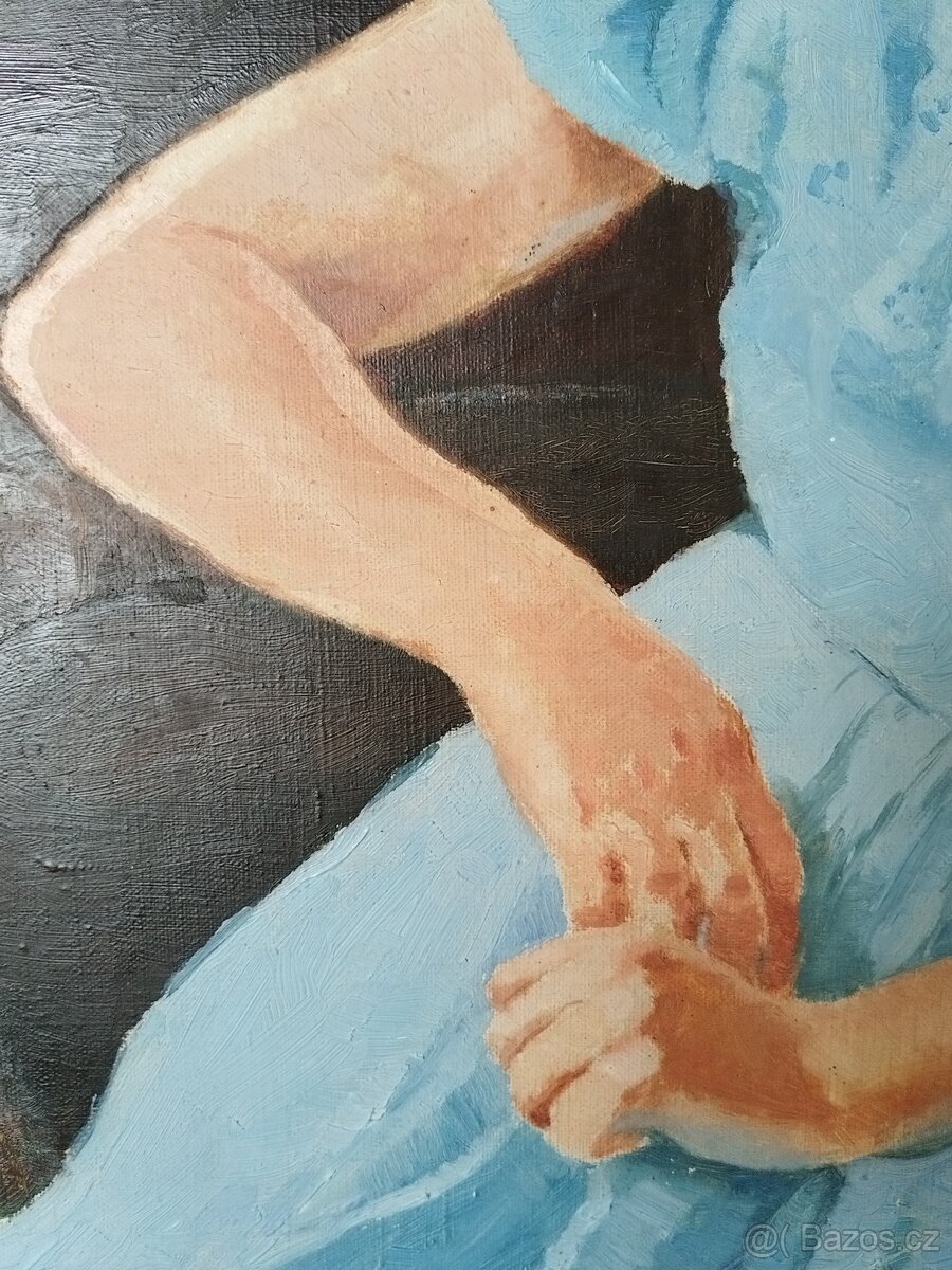 obraz DÍVENKA V MODRÉM, olej, František Tříska 1935 - 7