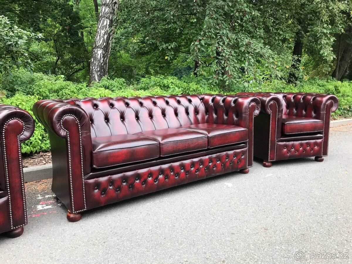 Chesterfield Anglický Originál Nová souprava - 7