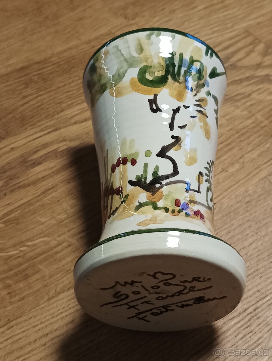 FAJÁNS RUČNĚ MALOVANÁ VÁZA MB SOLOGNE FRANCIE - 7