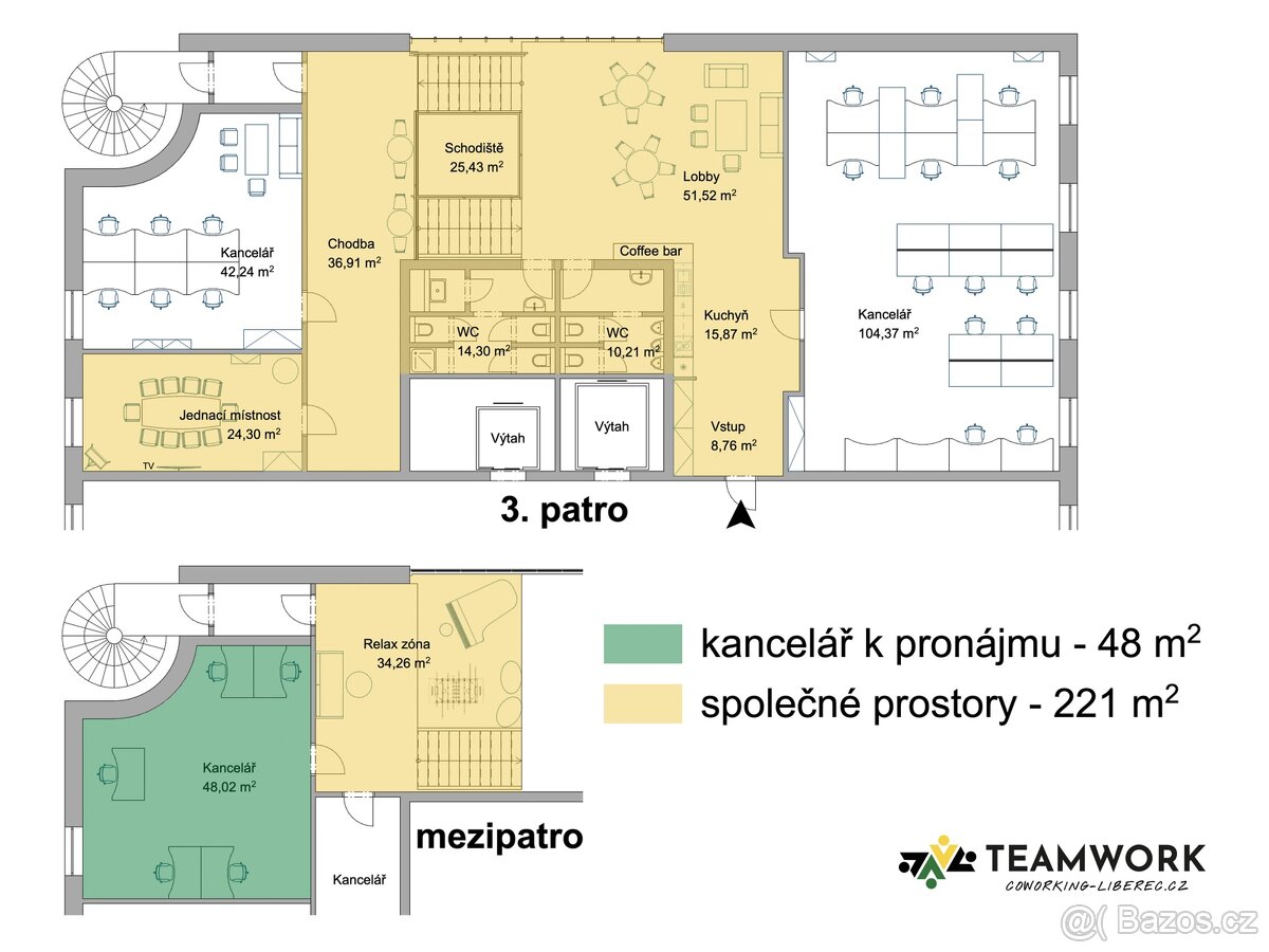 Pronájem kanceláře 48m2, Liberec 1.máje 870/14 - 7