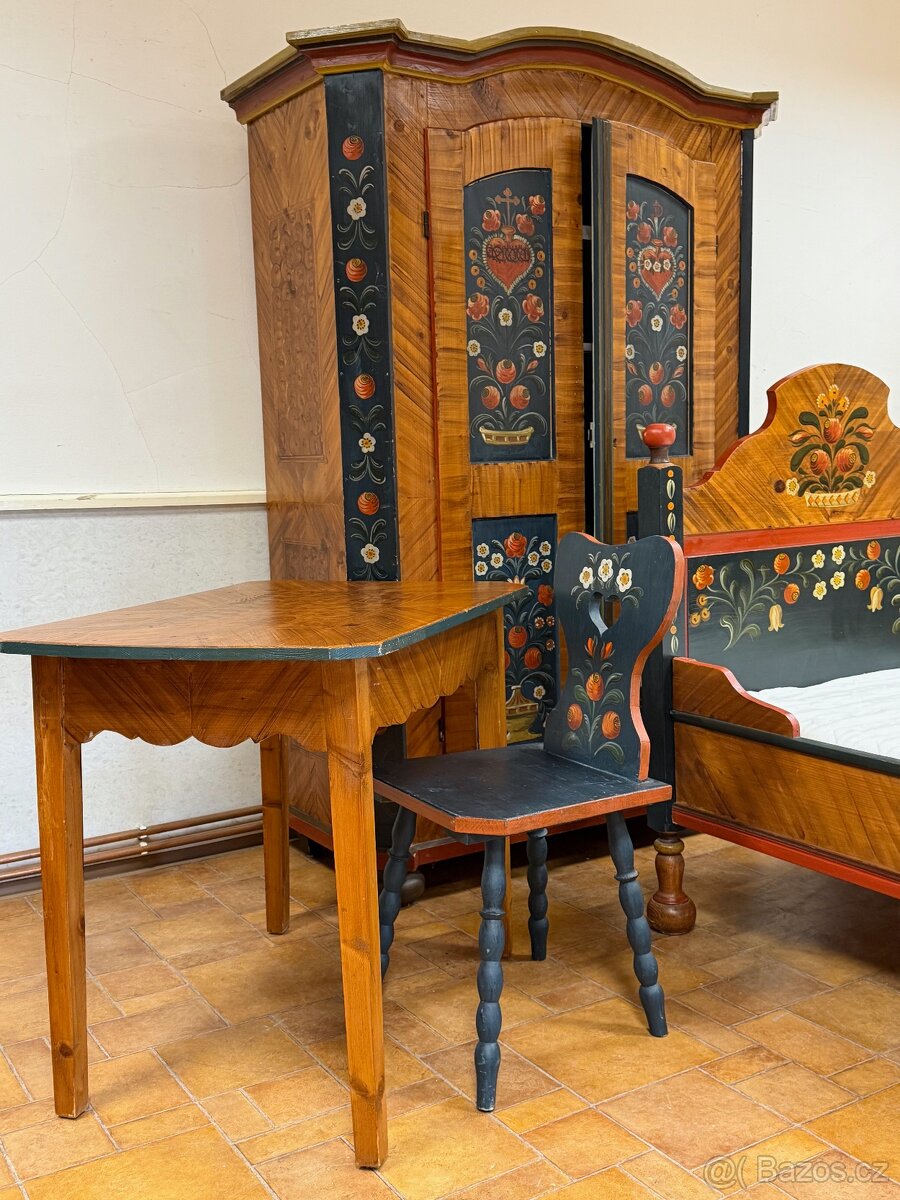 Selská ložnice s ručními malbami, komplet - 7