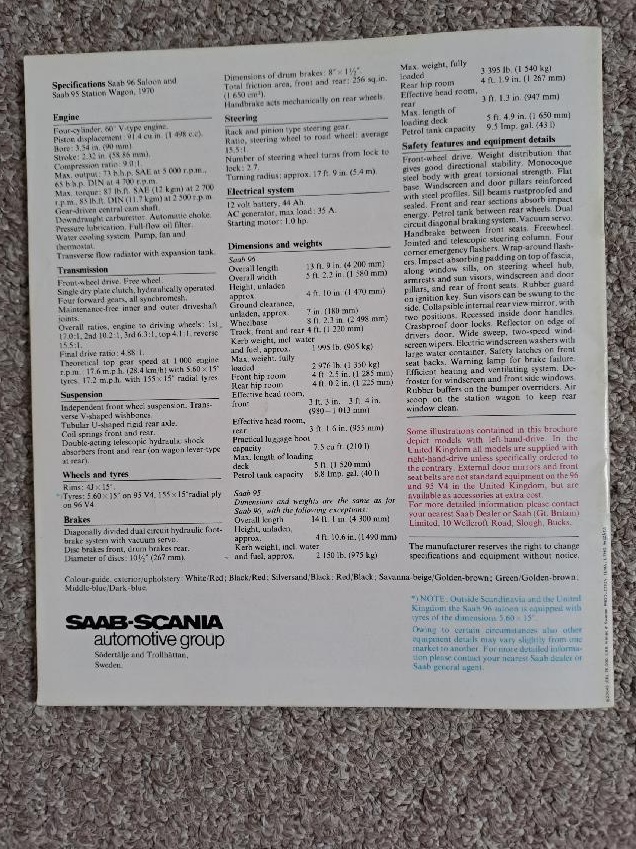 Prospekt automobilu SAAB V4 z roku 1970, dobový - 7