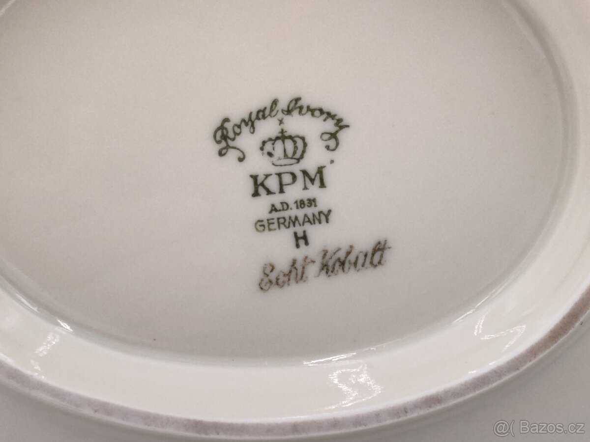 Starožitný omáčník - Kobalt KPM GERMANY, Krásný stav - 7