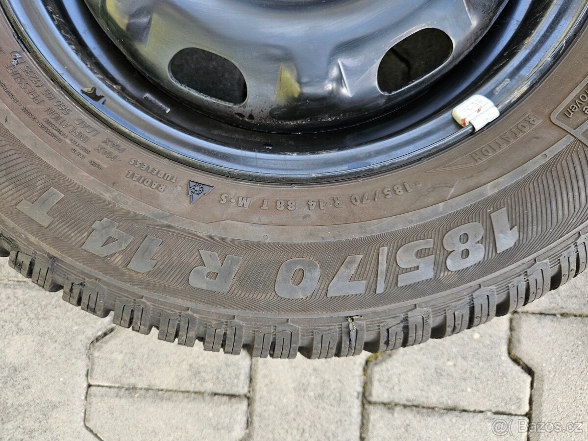 5x100 14 5J ET38 plechové disky VW vč.zimních pneu - 7