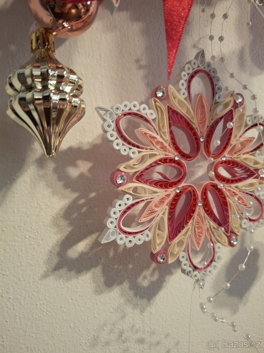 Věnec Vánoční červeno-růžový - 7