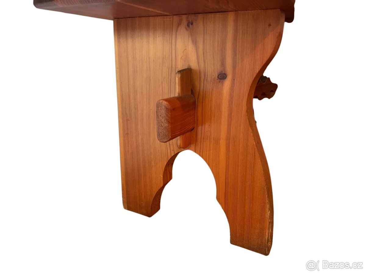 Starožitný chalupářský stůl, lavice, židle - 7