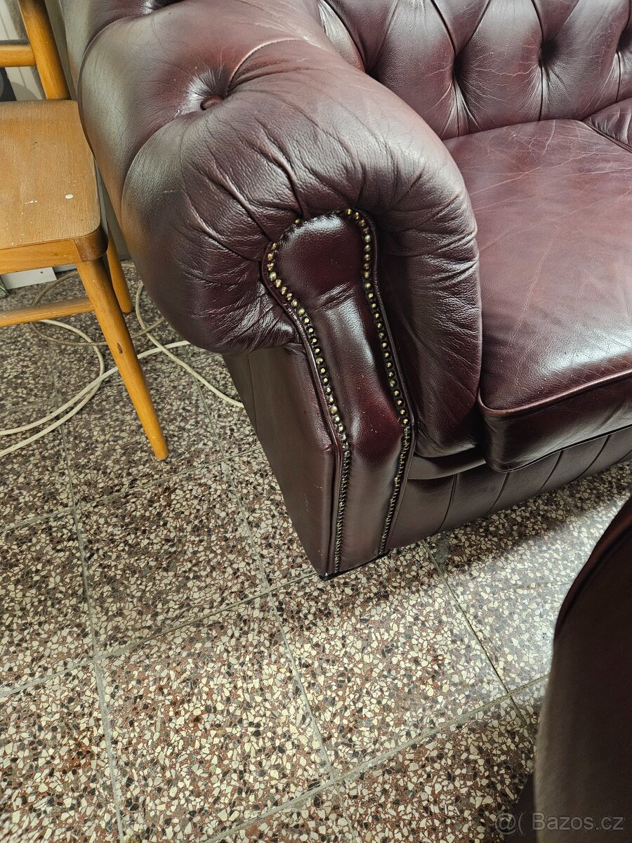 CHESTERFIELD ŠTÝL,KOŽENÁ 3+2+1, - 7