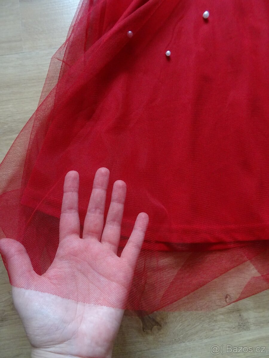 Plesové šaty s perličkami, vínové - 7