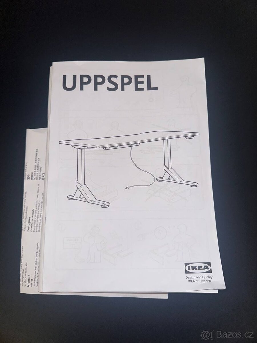 Polohovací herní stůl, elektrický/černý - 7