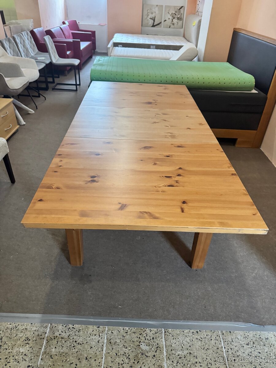 Jídelní set 4x židle + bytelný dřevěný rozkl. Stůl z masivu - 7